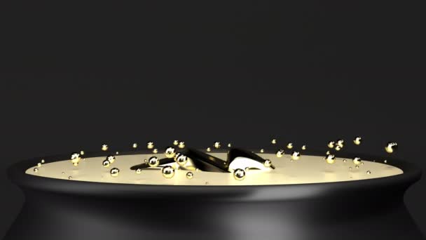 Black Friday em estilo ouro 3d promoção de negócios cartaz oferta de desconto O texto emerge da fervura de ouro em um caldeirão — Vídeo de Stock