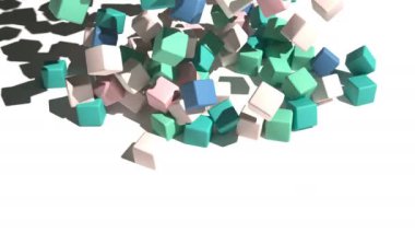 Renkli küpler yığınla dijital tasarım konseptine düşüyorlar sanat süper yavaş çekim 1000 fps