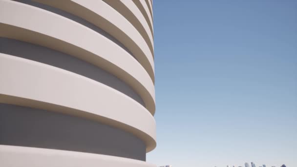 3d art architecture moderne détail sur ciel bleu clair concept minimal Vue rapprochée Bâtiment futuriste — Video