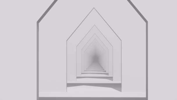 Grå korridor modern arkitektur tom utrymme studio stor byggnad tunnel — Stockvideo