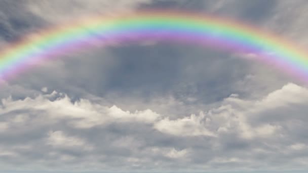 Cor arco-íris céu nuvem dia ensolarado bela natureza vista verão chuva — Vídeo de Stock