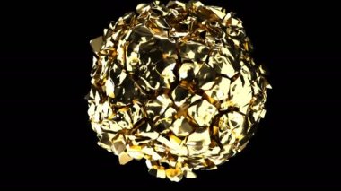 Büyük altın kaya patlaması siyah parlak kırık parçalar üzerinde altın tozu süper yavaş çekim 1000 fp