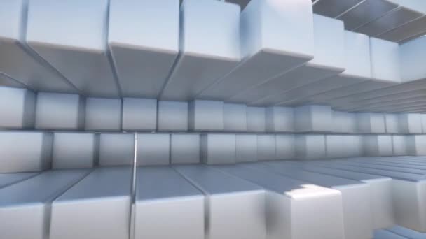 Staal Metalen dozen muur in 3D-stijl industriële kunst intro — Stockvideo