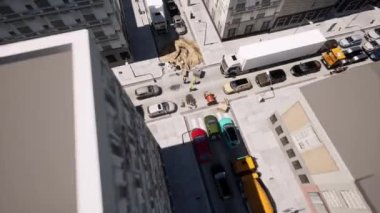 Şehir trafik sıkışıklığı Drone hava görüntüsü iş kasabası kavşağı trafik taşımacılığı