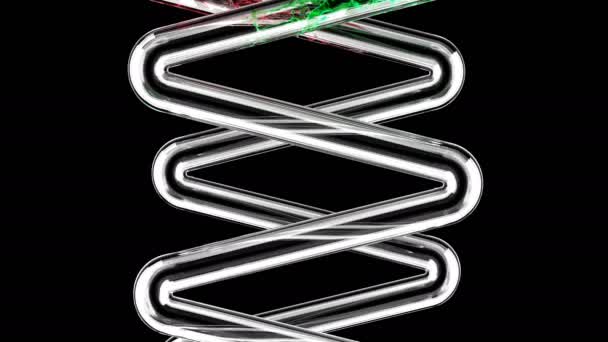 黒の背景にガラス管内の緑と赤の液体の流れ医学研究超スローモーション1000 FPS — ストック動画