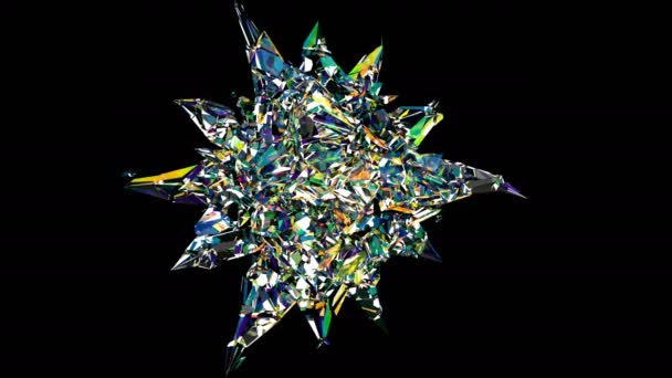 Crystal bombe in 3D-stijl op zwarte super slow motion 1000 FPS — Stockvideo