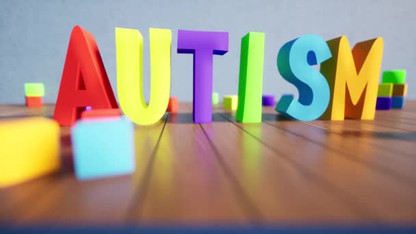 Mentális egészség Autizmus tudatosság nap színes szöveg Borító design — Stock videók