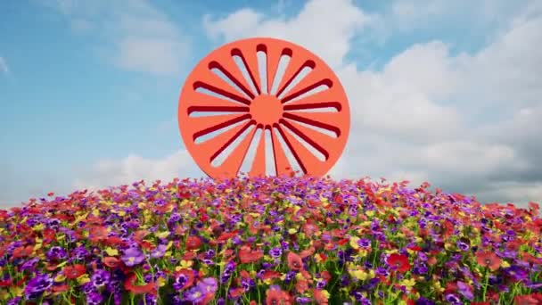 Uluslararası Roman Günü Seyahat konsepti İyi çim ve renk çiçekleri — Stok video