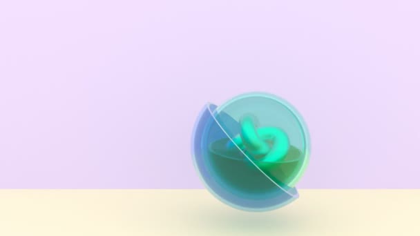 カラーガラス半球は シームレスな4Kをループすることができる流行の3Dスタイルの導入で回転します — ストック動画