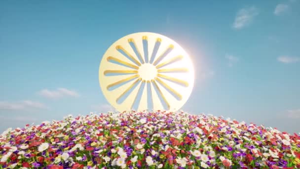 Uluslararası Roma altın çarklı çiçek tarlası doğa manzarası — Stok video