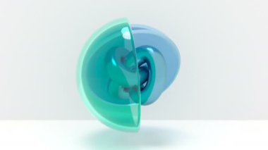 Yarımküreler cam metal düğümü döndürür Yavaş çekim minimal grafik girişi pürüzsüz döngü yapar