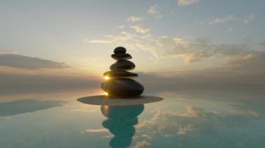 Kaya taşları sakince dengeler Su arka plan konsepti Sakin meditasyon saf zihin