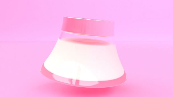 3d glass jar with cream Skin care concept able to loop seamless — Stockvideo