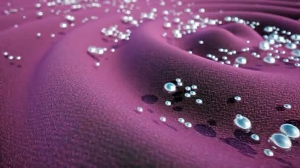 현대의 미래 기술의 기하학적 공 분홍색 직물 위의 금속 추상 구 — 비디오