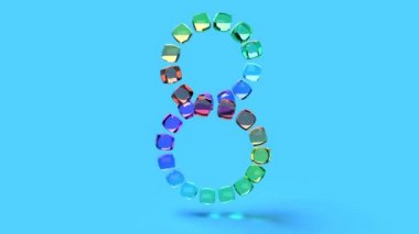 Color glass number eight in modern 3d style able to loop seamless