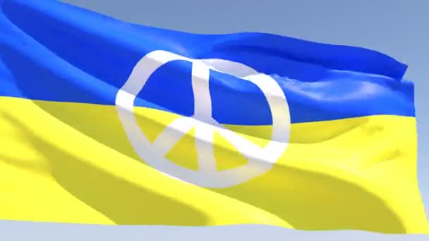 Peace Sign Ukrainian Flag Ukraine War Blue Clear Sky — стокове відео