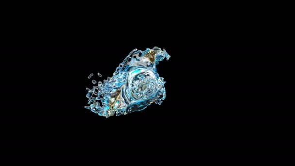 Eau bleue éclaboussure sur noir Cristal clair liquide super ralenti 1000 ips — Video