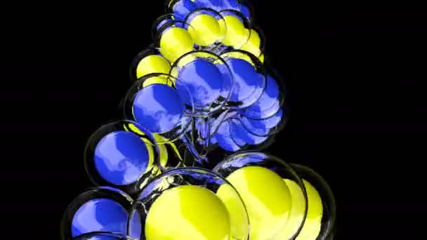 黑色医用设计细胞结构上的DNA玻璃黄色蓝色球体能够无缝循环 — 图库视频影像