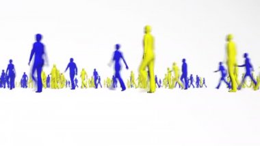 Ukrayna savaşı. Rus mülteciler 3 boyutlu beyaz 4k tarzında.