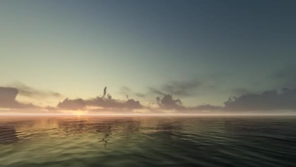 黄金の日の出太陽の光の空朝の海の美しい景色穏やかな水面 — ストック動画