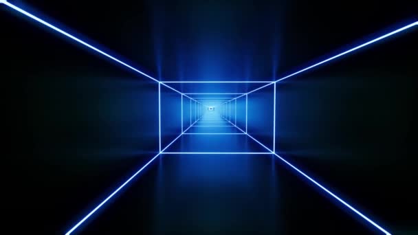 Futuristico Studio Virtuale Tunnel Neon Astratto Luce Animazione — Video Stock