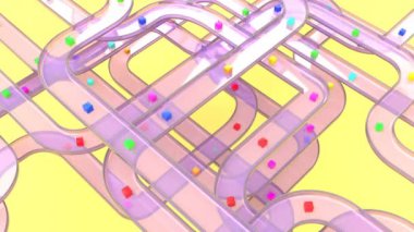 Renk kutuları paketi ile modern 3d paketleme Kemerleri teslim Goods dağıtım depo Üretim taşıyıcı Endüstriyel devrim kusursuz 4k döngü mümkün