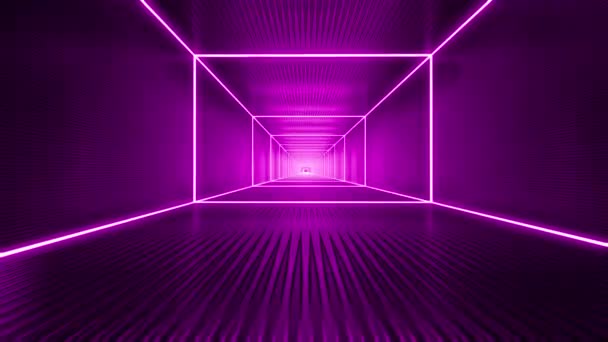 Fialový Neonový Tunel Motion Design Futuristické Pozadí Virtuální Prostor — Stock video