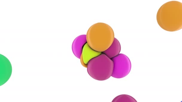 Graphismes Mouvement Boules Molles Couleur Sur Dos Blanc — Video