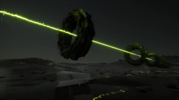 Futuristische Laser Landschaft Portal Gefälschte Spiel — Stockvideo