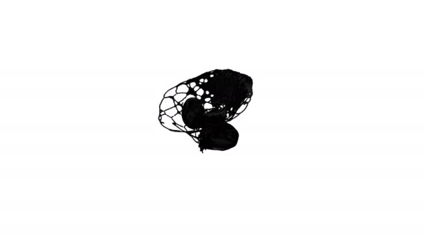 Drop Black Oil Collides Zero Gravity White Background Super Slow — Vídeo de stock