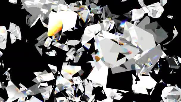 Crystal Star Explodes Small Pieces Black Super Slow Motion 1000 — Stockvideo