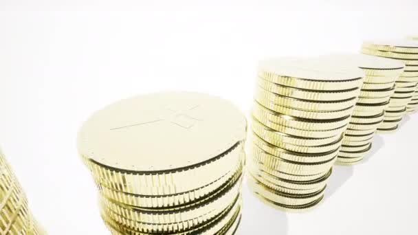 Gold Coins Column Business Stock Market Background Investment Success — 비디오