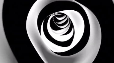 Black white tunnel Geometric graphic Hypnotic motion design abstract able to loop seamless 4k