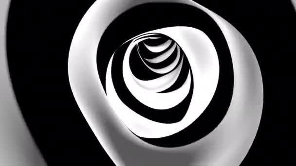 Terowongan Hitam Putih Grafis Geometris Desain Gerakan Hipnotis Abstrak Mampu — Stok Video