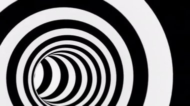 Black white rings tunnel 3d style able to loop seamless 4k