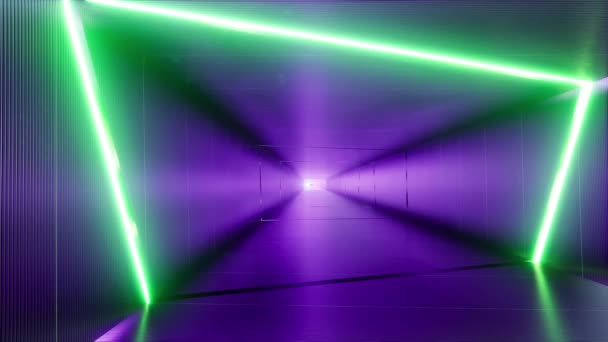 Neon Corridor Futuristic Tunnel Shine Glow Space Style — Vídeos de Stock