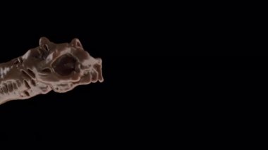 Hot chocolate pours abstract liquid stream alpha channel super slow motion 1000 FPS 4k