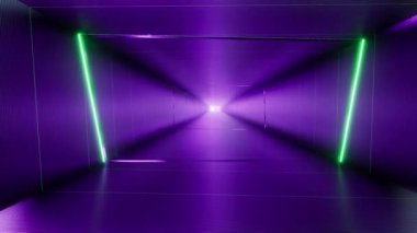 3d neon tunnel Futuristic laser background Purple pink blue ultraviolet Led lamp 4k