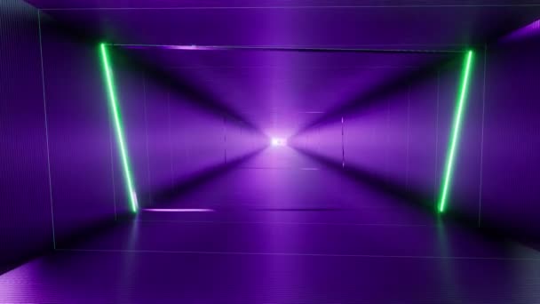 Neon Tunnel Futuristic Laser Background Purple Pink Blue Ultraviolet Led — Stok video