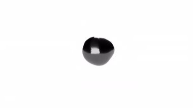 Modern abstract black metaballs on white background Fluid art drops of oil in a single bowl 4k