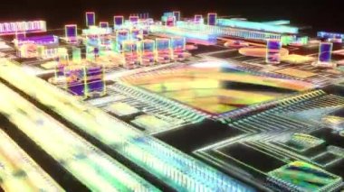 X-ışınları içinde mikroçipler soyut 3d stil Futuristik bilgi teknolojisi iletişim ağı 4k