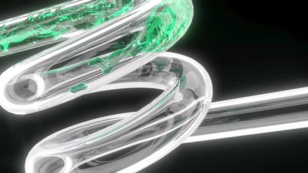Green Liquid Glass Curve Pipe Style Super Slow Motion 1000 — Stock Video
