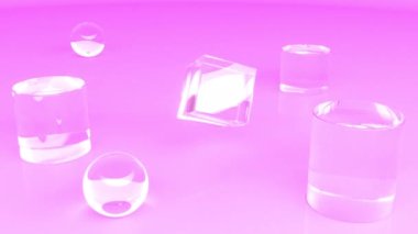 Cam kutu yakıcı hareket tasarımı. Pembe akrilik boş podyum. Dikensiz 4k döngü yapabiliyor.