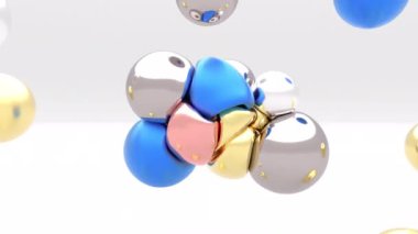 Modern 3d biçimli yumuşak metal top Soyut fütüristik arkaplan 4k