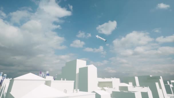 Rocket Kaliber Dessus Bâtiment Sur Ciel Bleu — Video