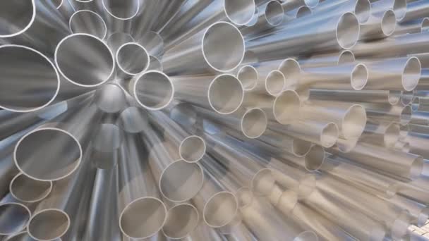 Tuyaux Acier Fabrication Industrielle Usine Technologie Concept Tubes Différents Diamètres — Video
