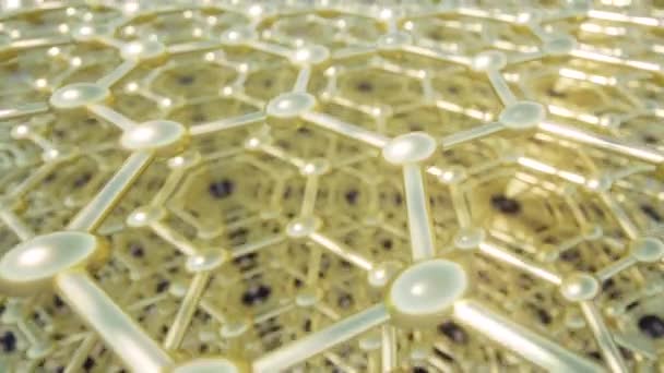 Gold Graphene Estructura Celular Fondo Científico Concepto Conexión — Vídeo de stock