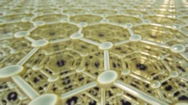 Graphene 3d altın şebeke yapısı Modern Teknoloji arka plan bilimi giriş 4k