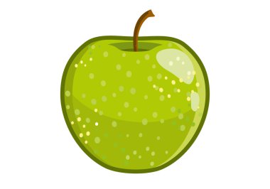 Yeşil vektör elması. Beyaz arka planda izole edilmiş sulu meyve. Büyükanne Smith.