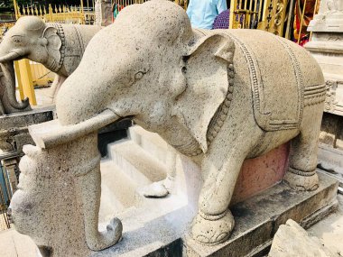 Thiruvannamalai, Tamilnadu 'daki Hindu tapınağına fil heykeli oyulmuş..